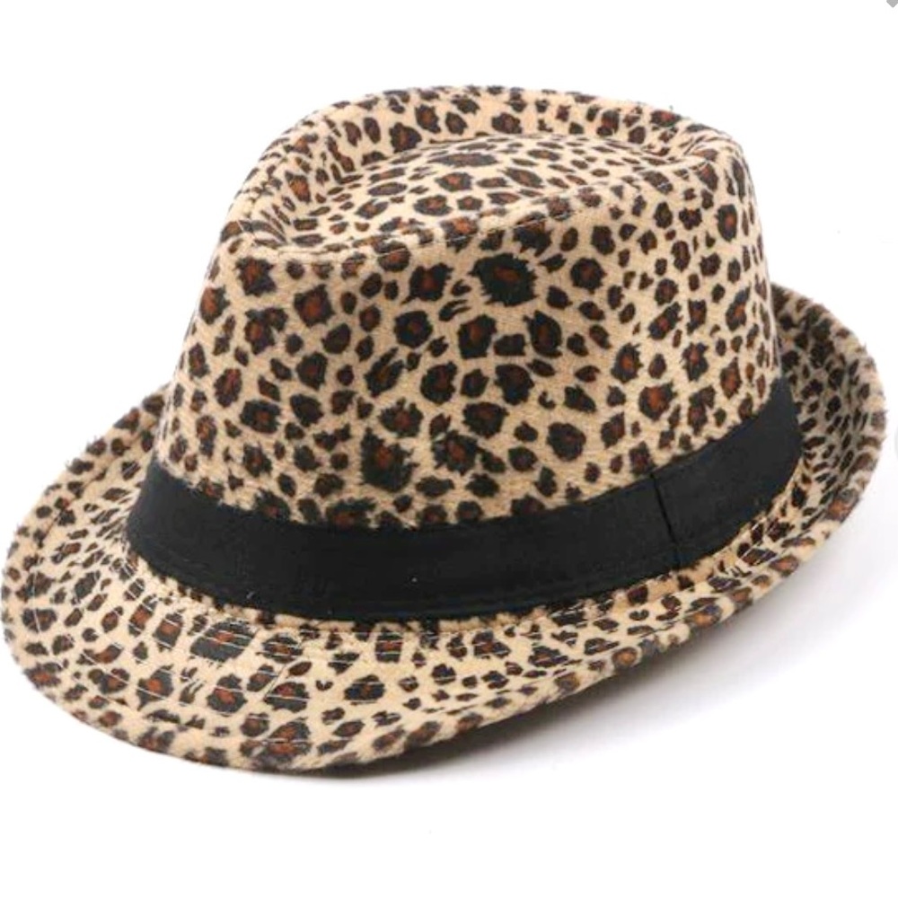 Straw Cheetah Print Fedora Beach Hat